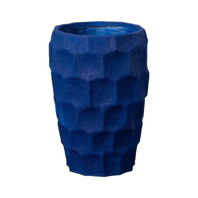 Grand Cache-pot haut extérieur Rond Hauteur 72 cm en Résine de magnésium Bleu foncé Horta - 1