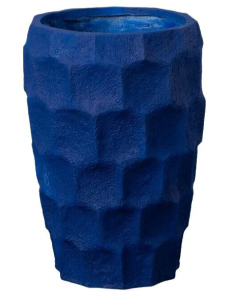 Grand Cache-pot haut extérieur Rond Hauteur 72 cm en Résine de magnésium Bleu foncé Horta - 1