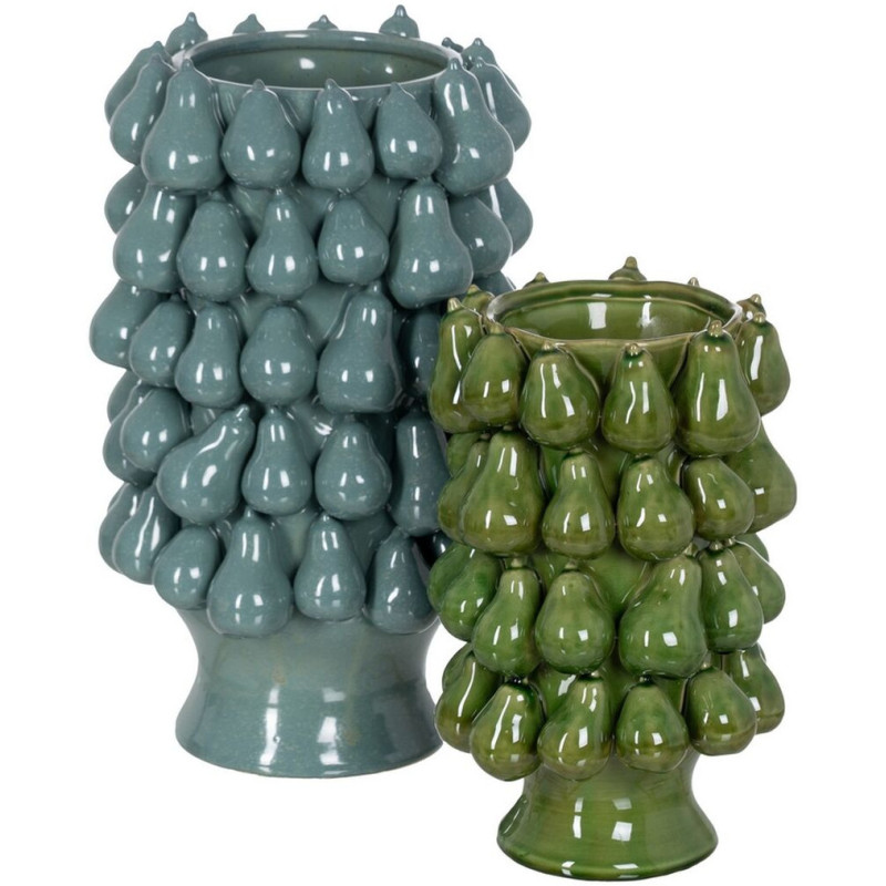 Vase original Poires Rond Hauteur 40 cm en Céramique Bleu Peras - 5