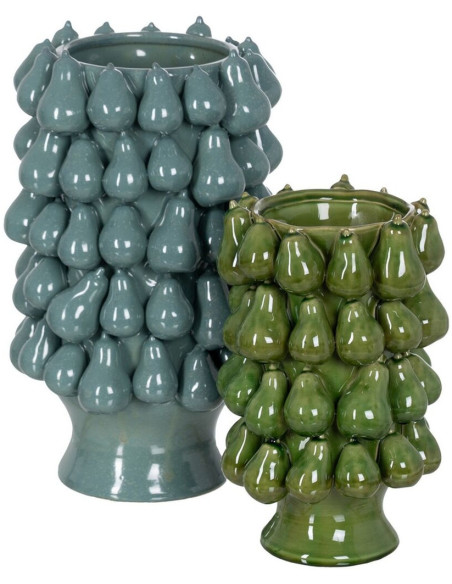 Vase original Poires Rond Hauteur 40 cm en Céramique Bleu Peras - 5