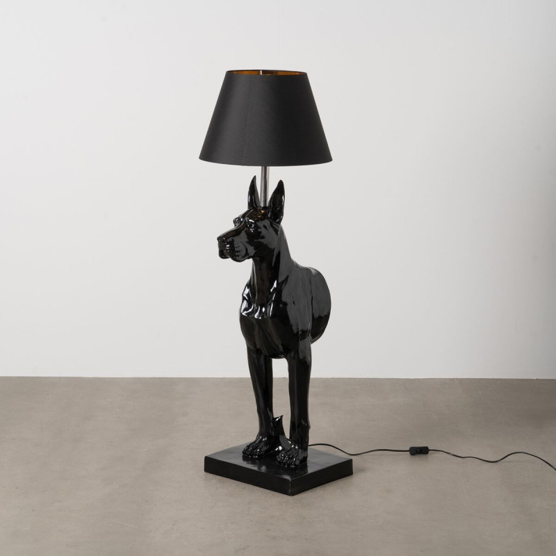 Lampadaire sur pied moderne Chien Hauteur 127 cm en Résine Tissu Noir Rafel - 2
