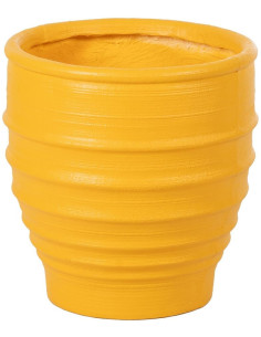 Grand Cache-pot extérieur moderne Rond 49 cm en Résine de magnésium Jaune Lesaka - 1