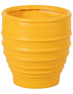 Grand Cache-pot extérieur moderne Rond 49 cm en Résine de magnésium Jaune Lesaka - 2