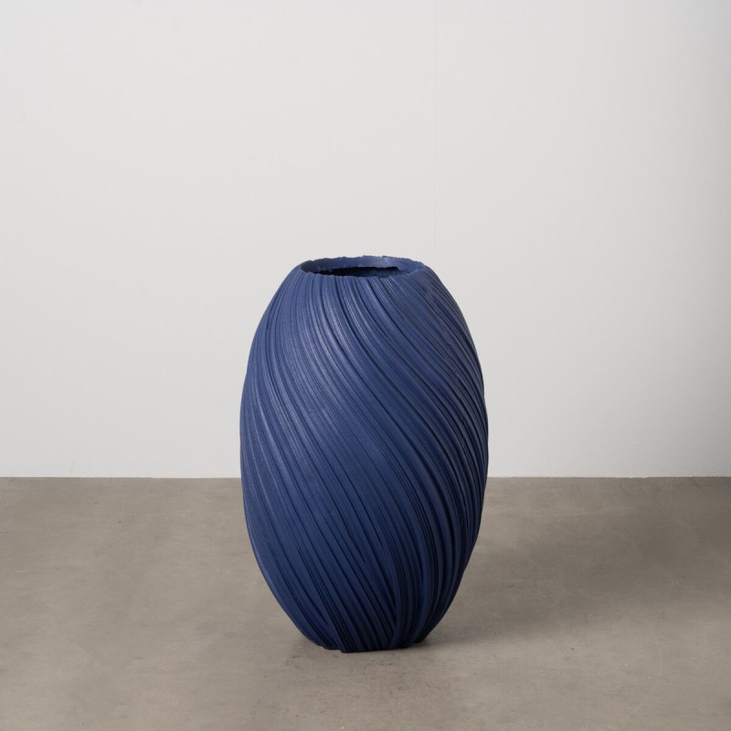 Grand Vase de jardin moderne Rond Hauteur 76 cm en Résine de magnésium Bleu foncé Aldea - 2