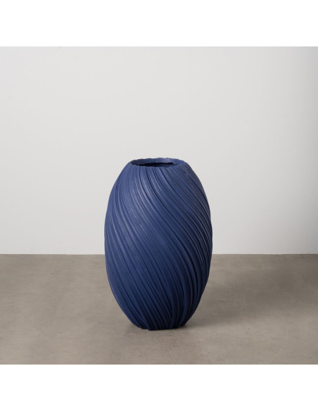 Grand Vase de jardin moderne Rond Hauteur 76 cm en Résine de magnésium Bleu foncé Aldea - 2