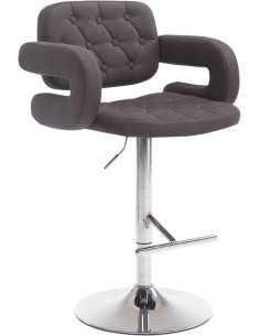 Tabouret de bar haut de gamme en Tissu Gris foncé Métal Argenté Nyvris - 1