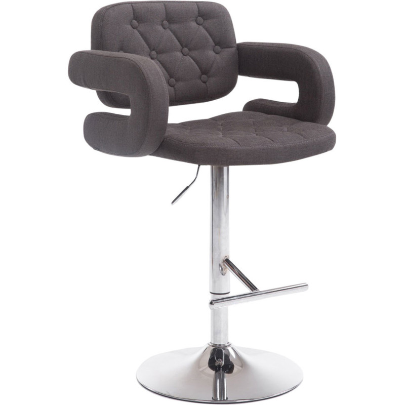 Tabouret de bar haut de gamme en Tissu Gris foncé Métal Argenté Nyvris - 1
