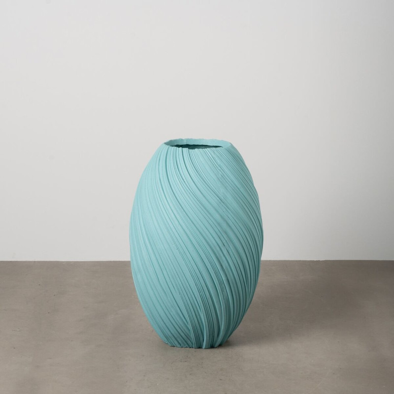 Grand Vase de jardin moderne Rond Hauteur 76 cm en Résine de magnésium Bleu Aldea - 2
