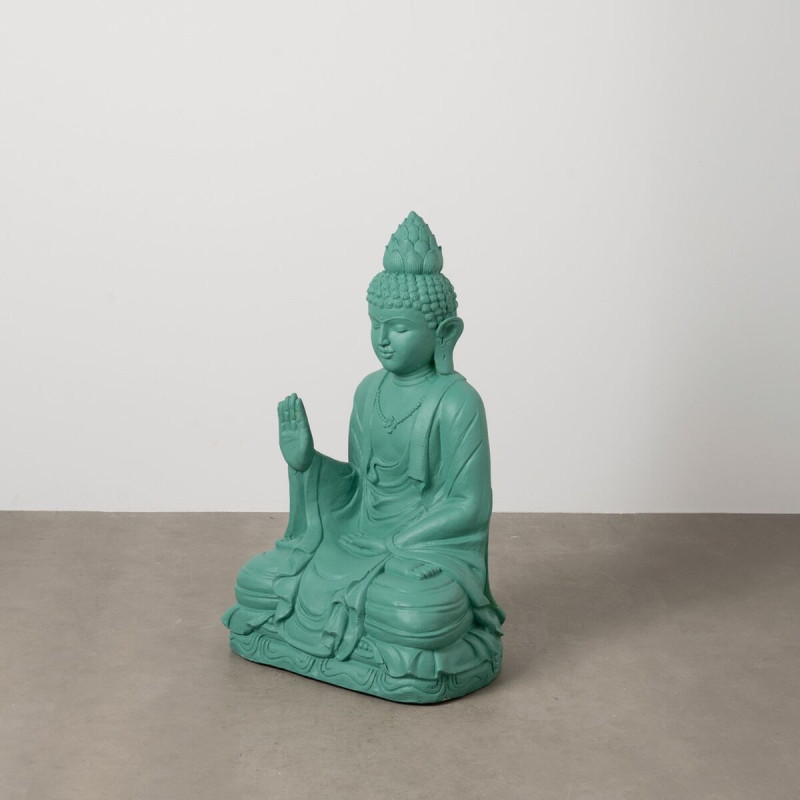 Grande Statue de jardin Bouddha assis Hauteur 88 cm en Résine de magnésium Turquoise Jativa - 2