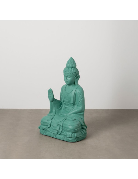Grande Statue de jardin Bouddha assis Hauteur 88 cm en Résine de magnésium Turquoise Jativa - 2
