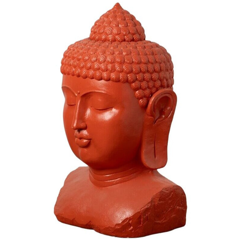 Grande Statue de jardin Tête de Bouddha Hauteur 108 cm en Résine de magnésium Terracotta Alange - 2