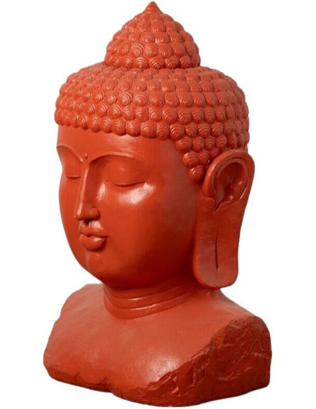 Grande Statue de jardin Tête de Bouddha Hauteur 108 cm en Résine de magnésium Terracotta Alange - 2