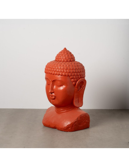 Grande Statue de jardin Tête de Bouddha Hauteur 108 cm en Résine de magnésium Terracotta Alange - 3