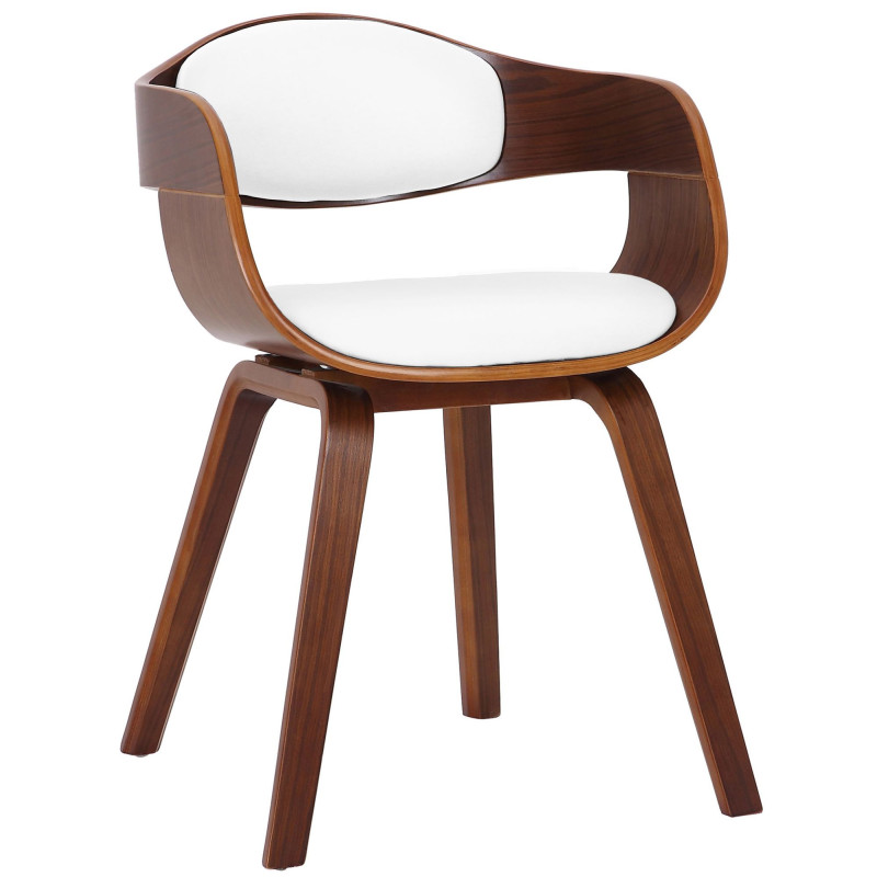 Fauteuil de table Beatrix en Polyuréthane Blanc Bois Noyer - 1