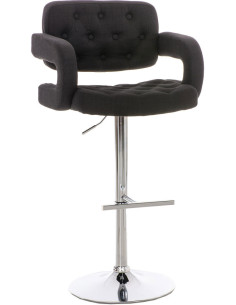 Tabouret de bar haut de gamme en Tissu Noir Métal Argenté Nyvris - 1