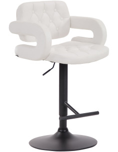 Tabouret de bar haut de gamme en Polyuréthane Blanc Métal Noir Nyvris - 1