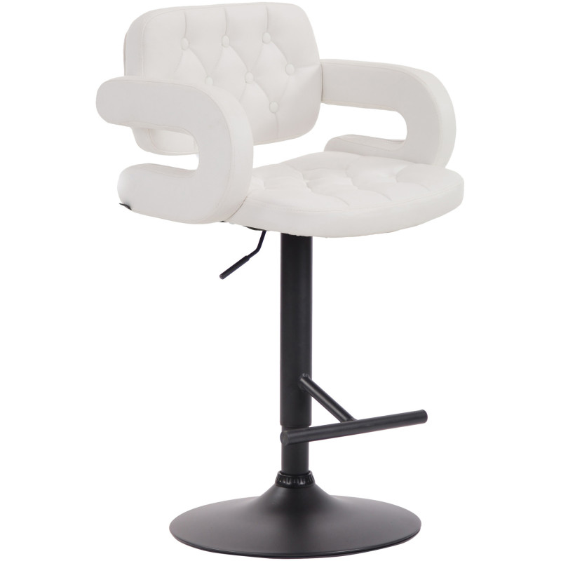 Tabouret de bar haut de gamme en Polyuréthane Blanc Métal Noir Nyvris - 1