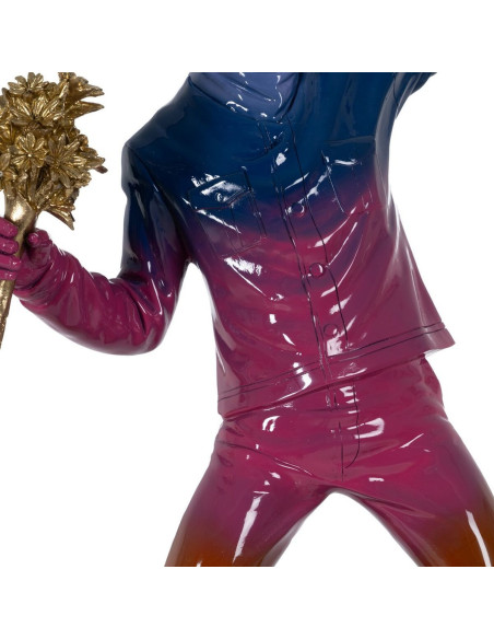 Grande Statue déco street art Lanceur de fleurs Hauteur 66 cm en Résine Bleu Rose Jaune Newart - 5