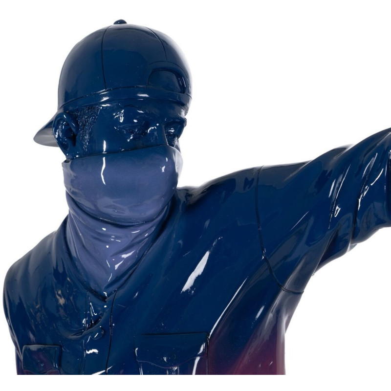 Grande Statue déco street art Lanceur de fleurs Hauteur 66 cm en Résine Bleu Rose Jaune Newart - 6