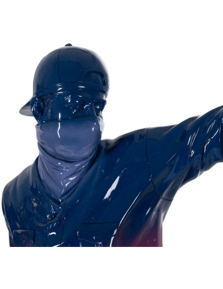 Grande Statue déco street art Lanceur de fleurs Hauteur 66 cm en Résine Bleu Rose Jaune Newart - 6