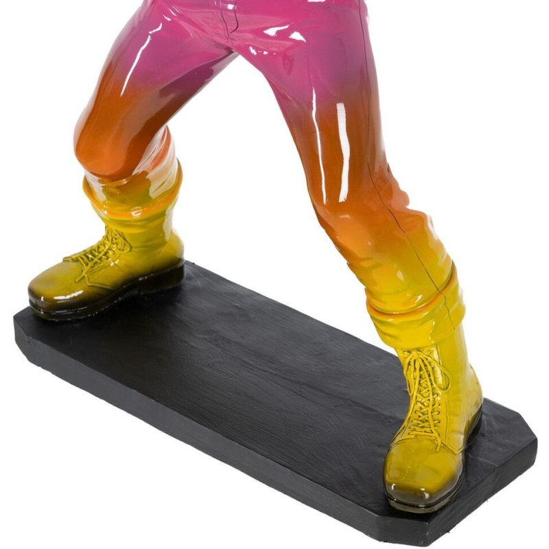 Grande Statue déco street art Lanceur de fleurs Hauteur 66 cm en Résine Bleu Rose Jaune Newart - 7