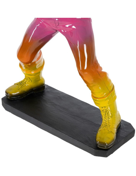 Grande Statue déco street art Lanceur de fleurs Hauteur 66 cm en Résine Bleu Rose Jaune Newart - 7