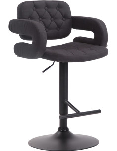 Tabouret de bar haut de gamme en Tissu Noir Métal Noir Nyvris - 1