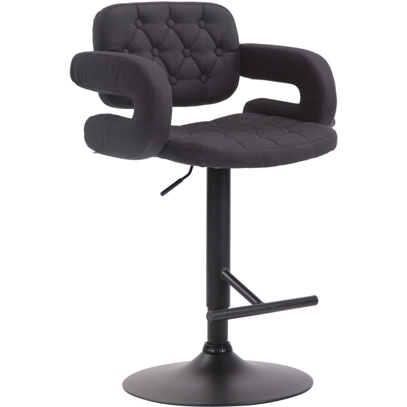 Tabouret de bar haut de gamme en Tissu Noir Métal Noir Nyvris - 1