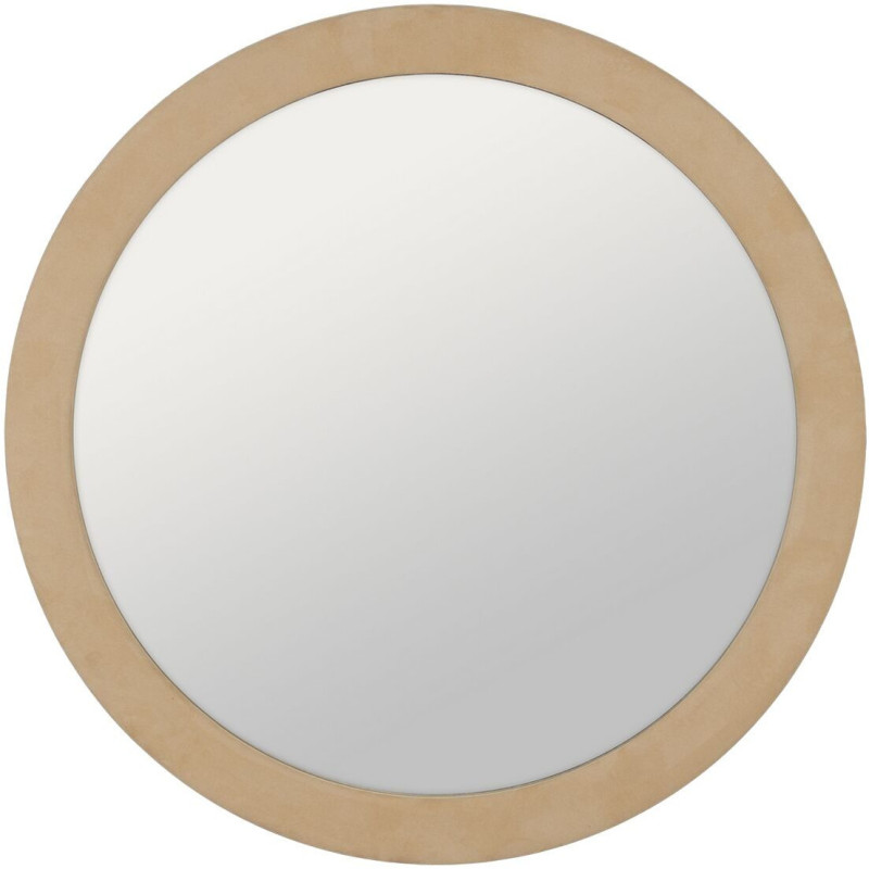 Grand Miroir mural moderne Rond 120x120 en Tissu Beige Bois MDF Aledo - 2