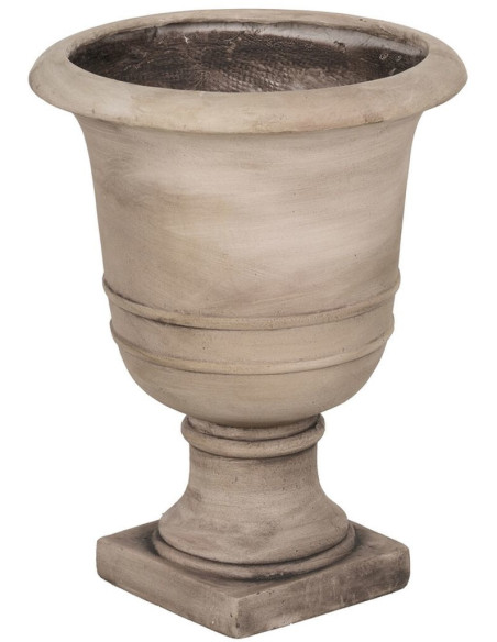 Cache-pot de jardin sur pied vintage Rond 42x52 en Fibre de magnésium Beige Vieilli Lorca Ixia - 1