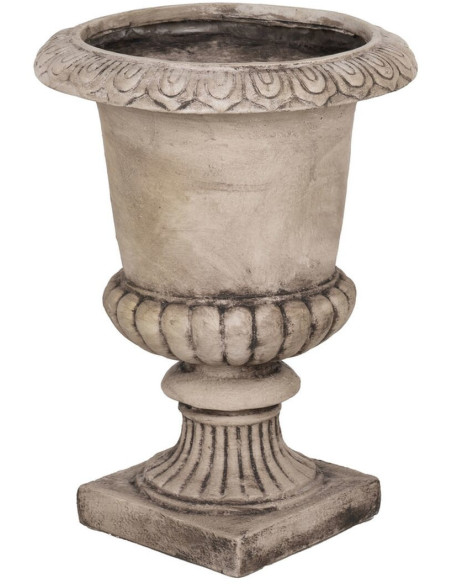 Cache-pot de jardin sur pied vintage Rond 43x60 en Fibre de magnésium Beige Vieilli Giron Ixia - 1