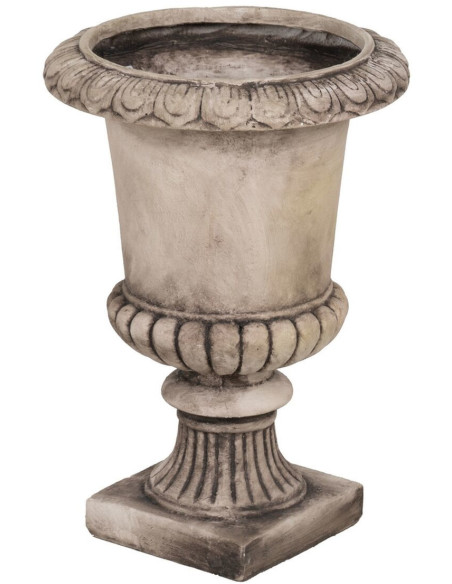 Cache-pot de jardin sur pied vintage Rond 37x53 en Fibre de magnésium Beige Vieilli Giron Ixia - 1