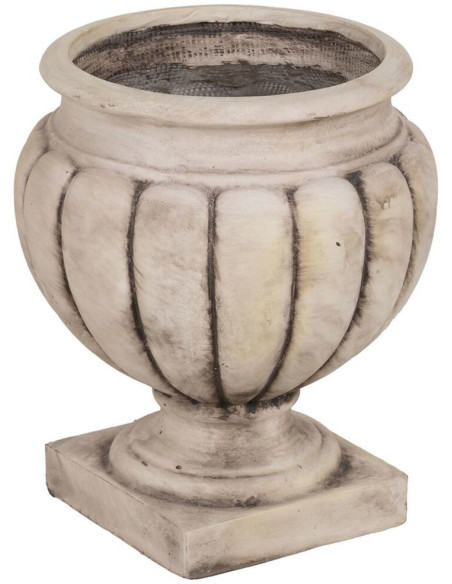 Cache-pot de jardin sur pied vintage Rond 40x47 en Fibre de magnésium Beige Vieilli Orop Ixia - 1