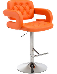 Tabouret de bar haut de gamme en Polyuréthane Orange Métal Argenté Nyvris - 1