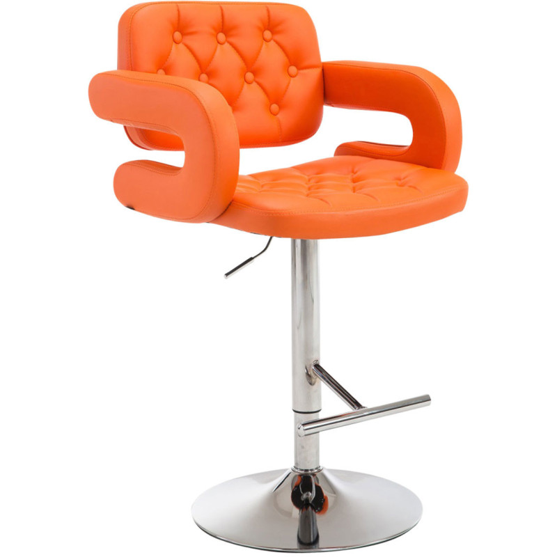 Tabouret de bar haut de gamme en Polyuréthane Orange Métal Argenté Nyvris - 1