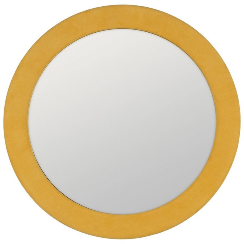 Miroir mural moderne Rond 80x80 en Tissu Moutarde Bois MDF Aledo - 1