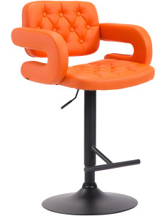 Tabouret de bar haut de gamme en Polyuréthane Orange Métal Noir Nyvris - 1