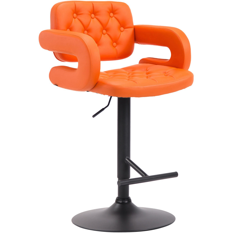 Tabouret de bar haut de gamme en Polyuréthane Orange Métal Noir Nyvris - 1