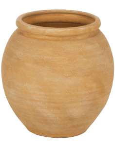 Cache-pot moderne haut Rond 38 cm en Céramique Jaune vanille Jubal - 1