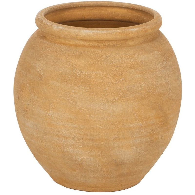Cache-pot moderne haut Rond 38 cm en Céramique Jaune vanille Jubal - 1