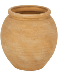 Cache-pot moderne haut Rond 38 cm en Céramique Jaune vanille Jubal - 2