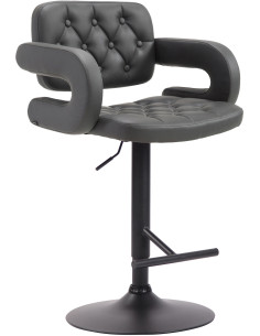 Tabouret de bar haut de gamme en Polyuréthane Gris Métal Noir Nyvris - 1