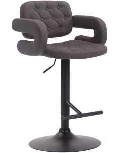 Tabouret de bar haut de gamme en Tissu Gris foncé Métal Noir Nyvris - 1