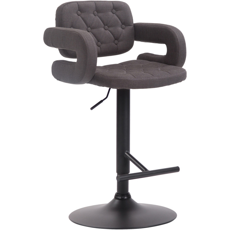 Tabouret de bar haut de gamme en Tissu Gris foncé Métal Noir Nyvris - 1