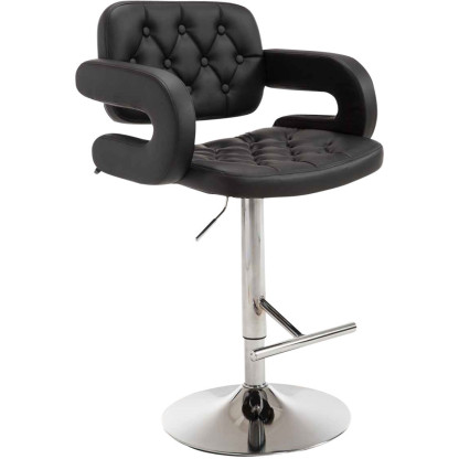 Tabouret de bar haut de gamme en Polyuréthane Noir Métal Argenté Nyvris - 1