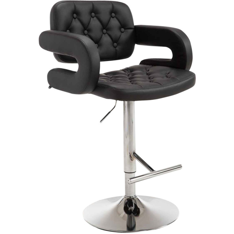 Tabouret de bar haut de gamme en Polyuréthane Noir Métal Argenté Nyvris - 1