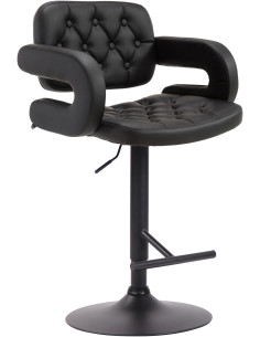 Tabouret de bar haut de gamme en Polyuréthane Noir Métal Noir Nyvris - 1