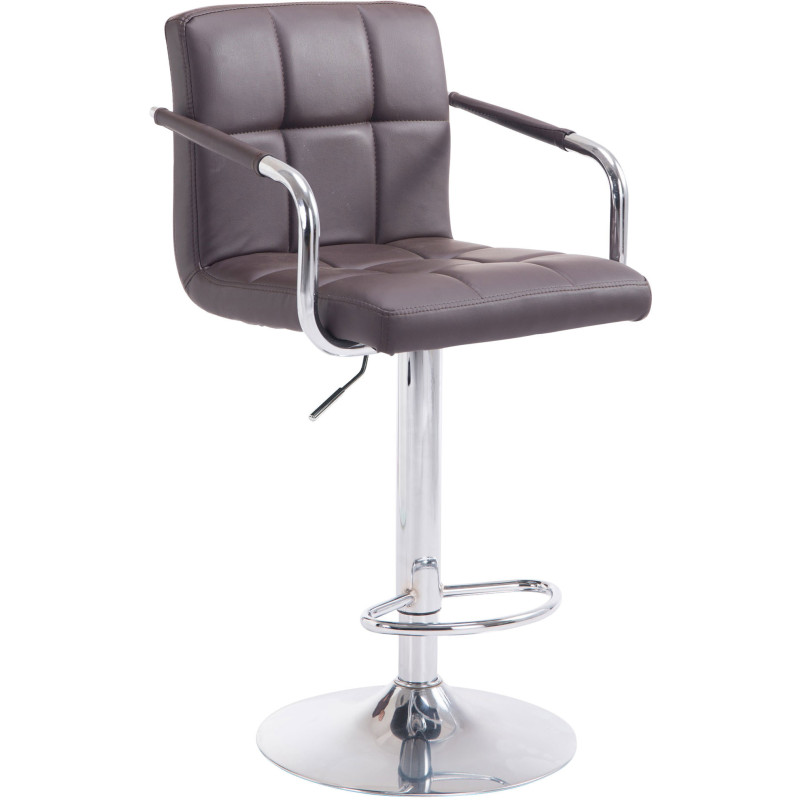 Tabouret de bar Avec accoudoirs Terry en Polyuréthane Chocolat Métal Chromé - 1