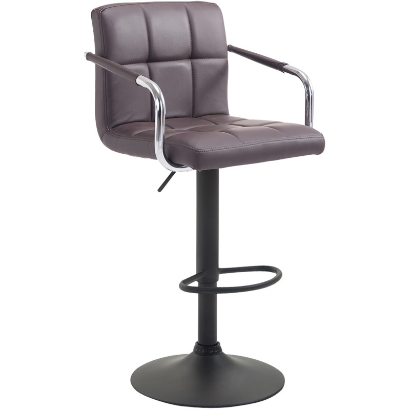 Tabouret de bar Avec accoudoirs Terry en Polyuréthane Chocolat Métal Noir Mat - 1