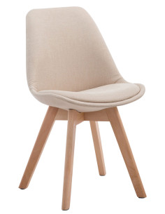 Chaise Sakina en Polyester Beige Bois de hêtre Naturel - 1